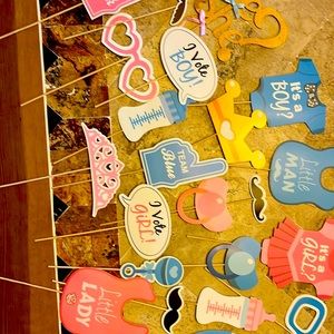 Gender reveal photo signs